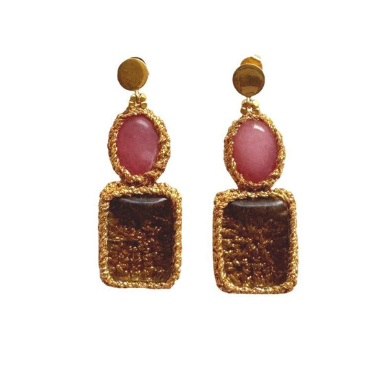 EAH - Ørering Lune Rosakvarts (05) røgkvarts Ibu Jewels