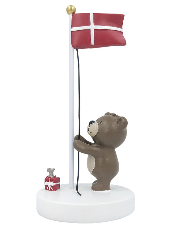 Bordflag m. bamse med mus og gave - Kids by Friis