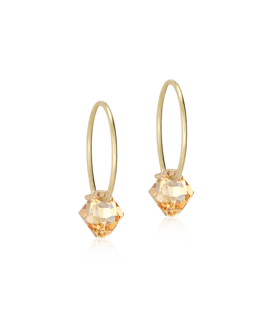 GT Ear Ring 14 mm, Bicone 6 mm, Golden shadow  - Golden Titanium Blomdahl