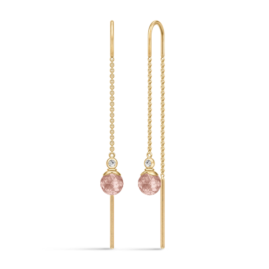 Berry Chain Earrings Turmalin Rose Crystal forgyldt Julie Sandlau