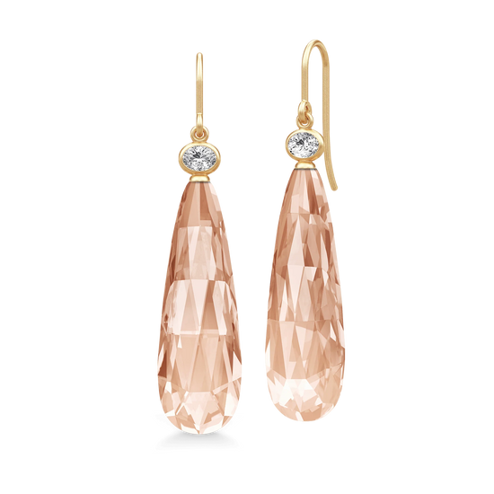 Ofelia Drop Earring Peach Morganite Crystal Julie Sandlau