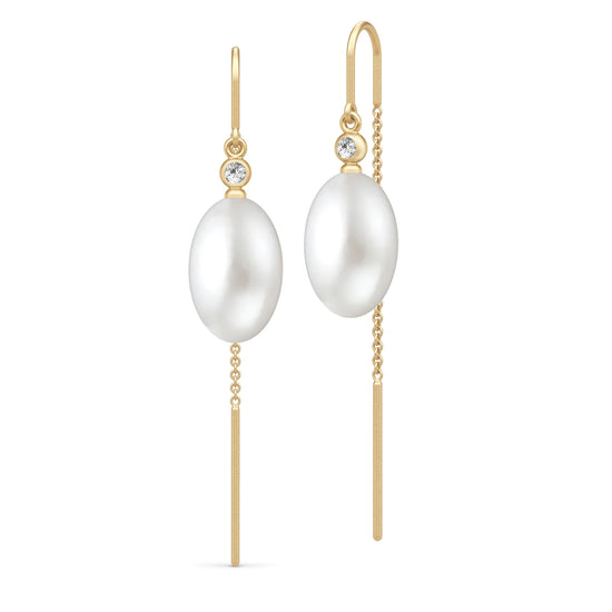 Afrodite Chain Earrings White Pearl Julie Sandlau