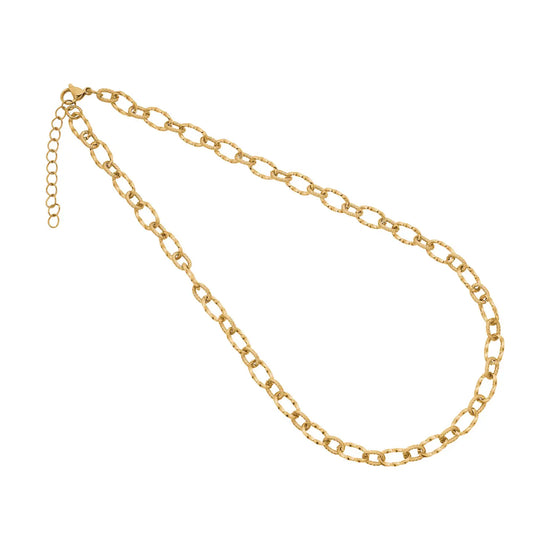 Halskæde i stål, belagt med 14 K guld Blicher Fuglsang