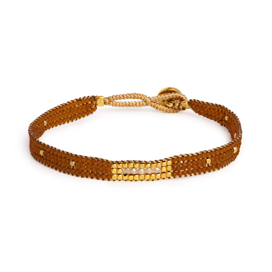 IH - Armbånd Jill 5 Stones Brown (06) - Ibu Jewels