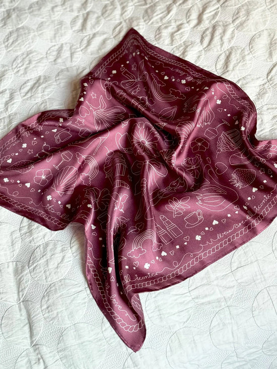 Silketørklæde, Iconic Silk, wine  All by Voss