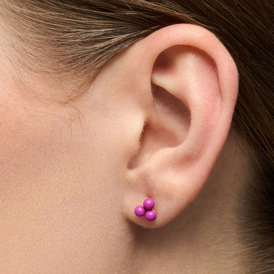 Trio earring 1 pcs - enamel Electric Fuchsia Pink LULU Copenhagen