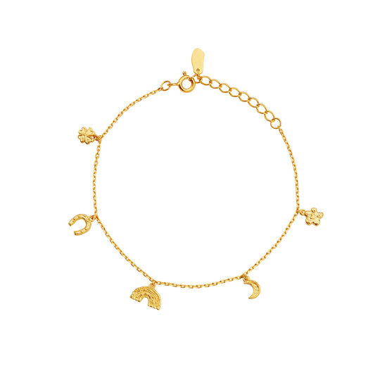 Lucky Charm armbånd forgyldt Maanesten