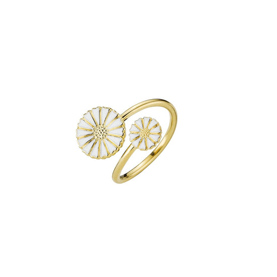 Fg. Marguerit ring 7,5+11mm hvid emalje
