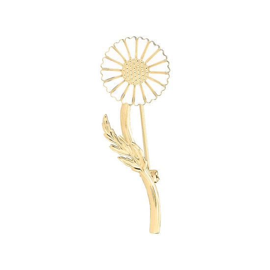 Fg. sølv Marguerit broche med 1x18mm hvid emalje Lund Copenhagen
