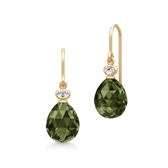 Ofelia Earrings Olive Green Crystal forgyldt Julie Sandlau