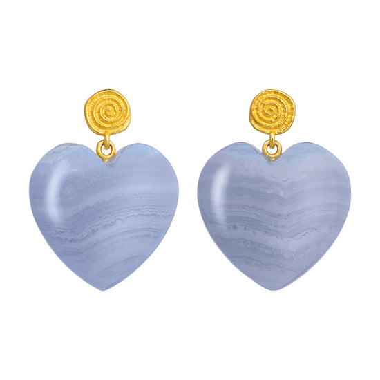 Penny Blue Lace øreringe forgyldt Maanesten