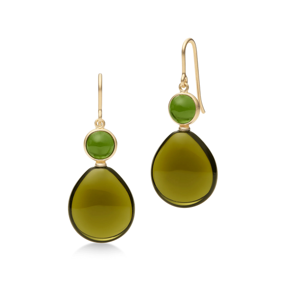 Prime Drop Earrings Moss Green and Olive Crystal Julie Sandlau