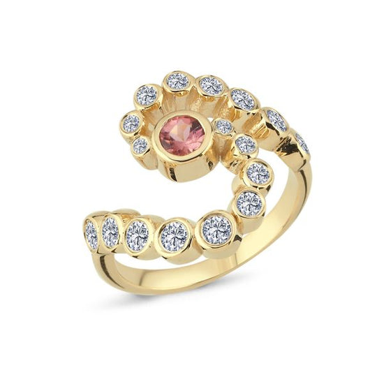 14kt. FLOW Ring rødguld turmalin + 0,65ctW-si Nuran