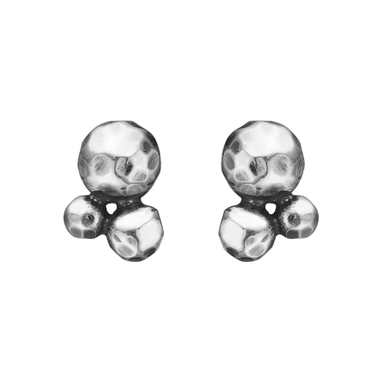 Rose Silver Cluster-3 ørestikker Hammered 10mm By Birdie