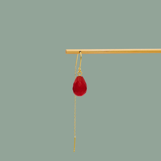 1 stk. fg. Simple Karneol  ørehænger - ONE OF A KIND