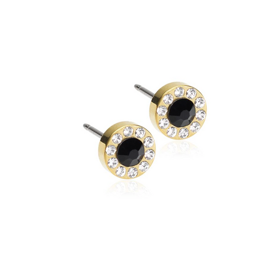 GT Brilliance Halo 6 mm ørestikker Crystal/black Blomdahl