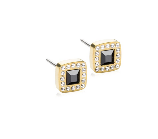 ST Brillance Cushion 800 Crystal/Black ørestikker Blomdahl