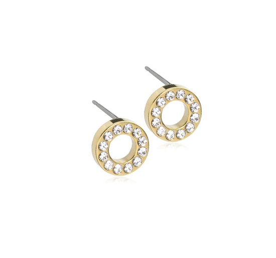 GT Brilliance Puck Hollow 8 mm Crystal ørestikker Blomdahl