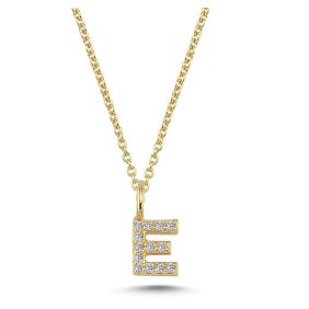 14kt. bogstav vedhæng pavè 13x0,005ct W-SI