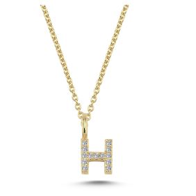 14kt. bogstav vedhæng pavè 13x0,005ct W-SI