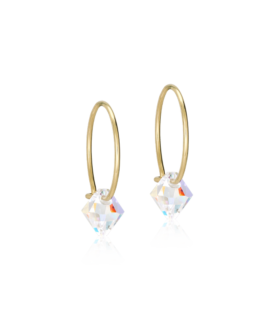GT Ear Ring 14 mm, Bicone 6 mm, Rainbow  - Golden Titanium Blomdahl