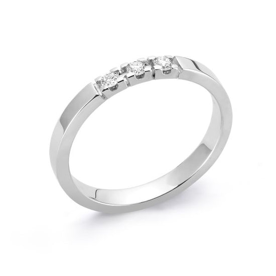 9Kt. Promise hvidguld 1*0,04ct W-si kantet Alliancering Nuran