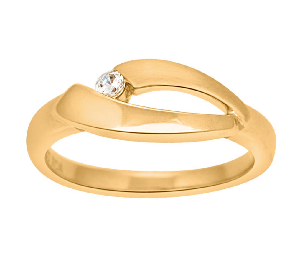 SIERSBØL - 8kt. guld ring med cz mat/blank - st. 55