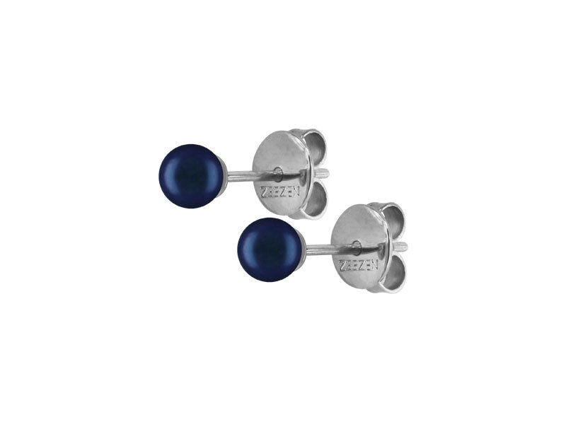 Zeezen - Titan Ørestik 5-5,5mm Rund Ferskvandsperle Metallic blå/Lilla