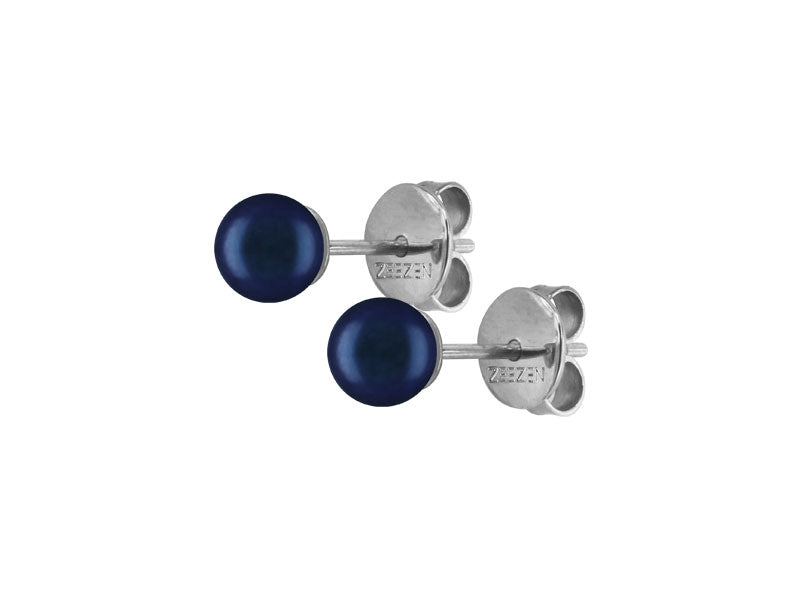 Zeezen - Titan Ørestik 6-6,5mm Rund Ferskvandsperle Metallic blå/Lilla