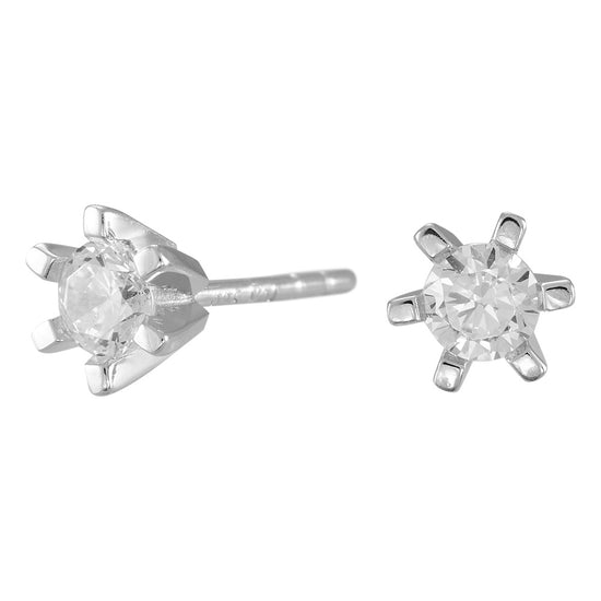 Rhd. sølv øreringe 6 grabber med 4 mm cz