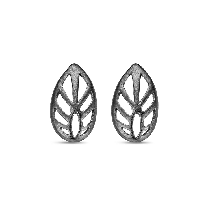 Spirit Icons - Leaf Ørestikker Sort Rhodineret Sølv