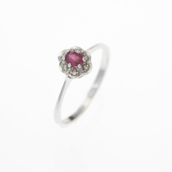 14k hvg ring 6 x 0,01 ct diamant Aagaard st. 56