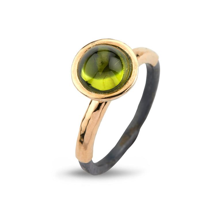 By Birdie - Victoria Rose Peridot Ring st 56 Cababochon 8mm 