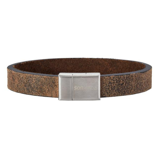 SON Armbånd GRå Kalvelæder 19cm. 12mm