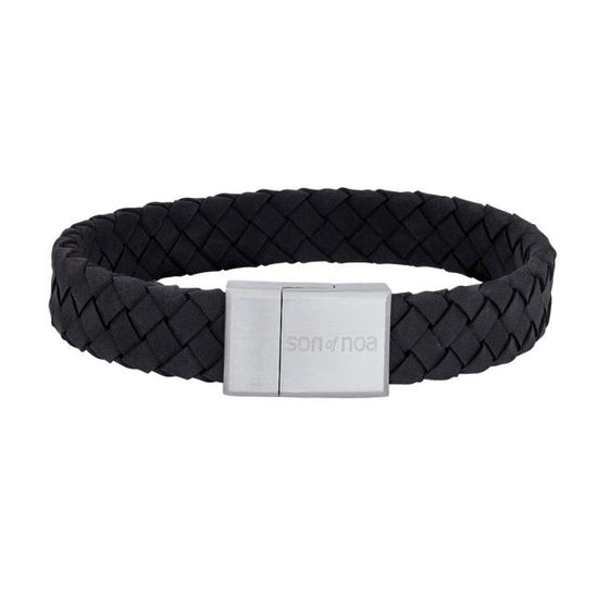 SON armbånd sort kalveskind 12mm stål