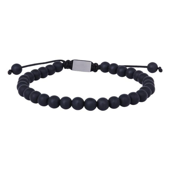 Armbånd Mat Sort Onyx 19-25cm - SON of NOA