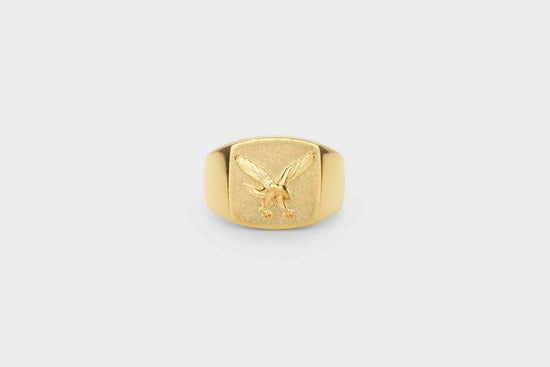 IX - Eagle Signet Ring st. 60 Forgyldt