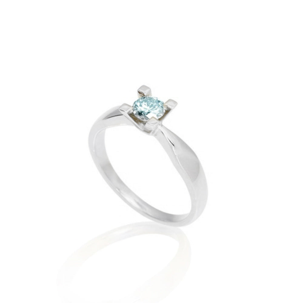 Lab-Grown 14K Hvg Jewelz ring 0,50ct F-G/SI Blue str. 54